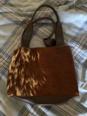 Brown Haircalf Leather Tote Bag